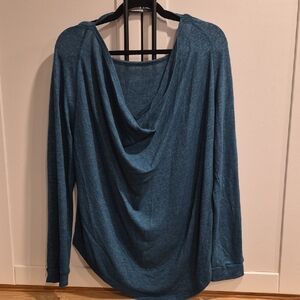 💙Teal Draped Neck Long Sleeve Top